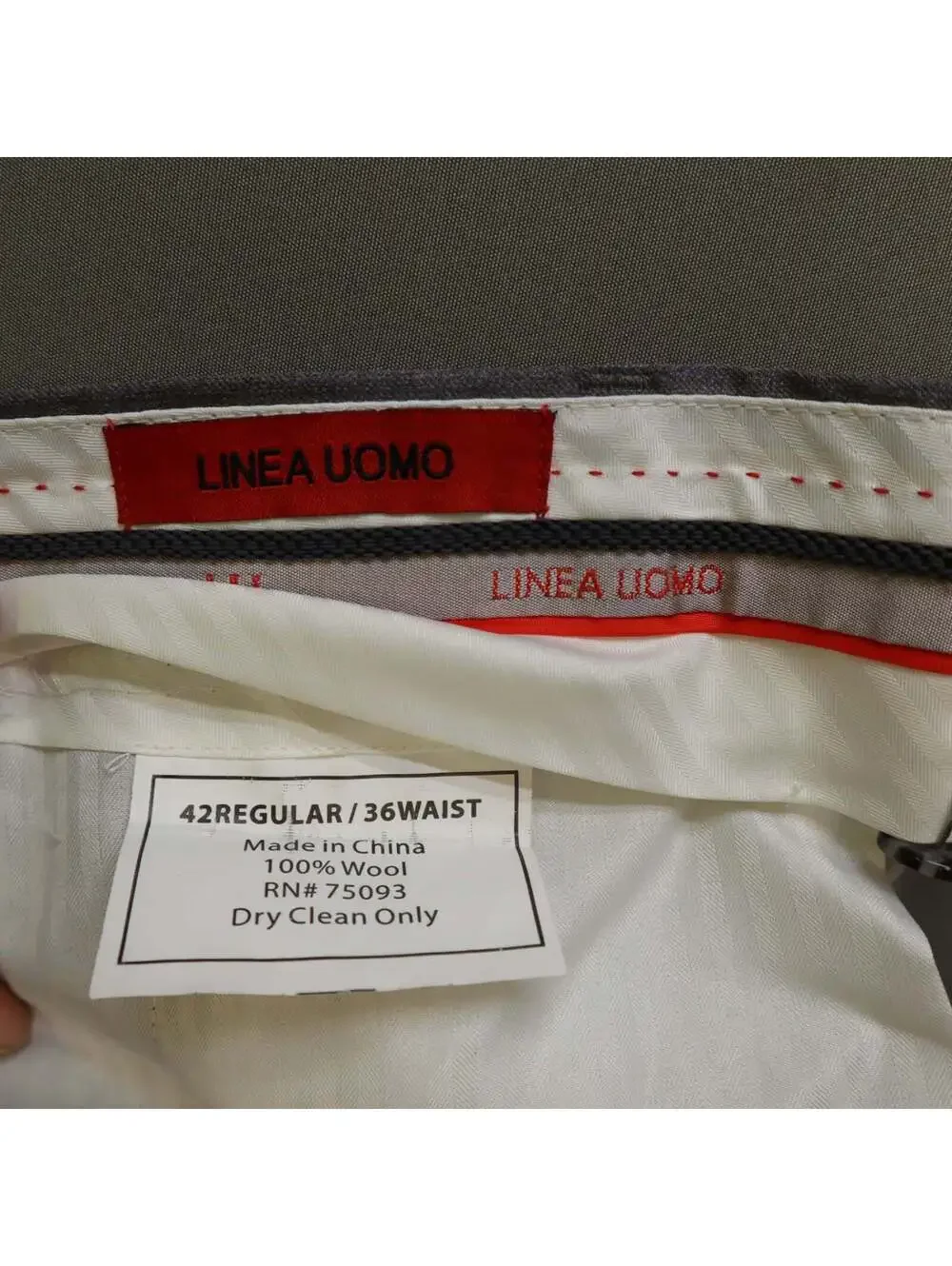 Linea Uomo Mens 2 Piece Suit 42R 36x30 Grey Premium 100% Wool Natural Stretch